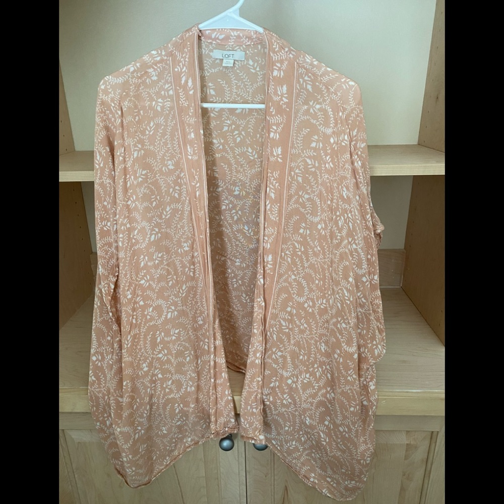 Loft light peach floral scarf/wrap (w/sleeves).  XS